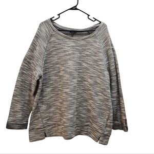 HANNAH Gray White Weaved Space Dyed Textured Sweatshirt Boatneck Top Size XL